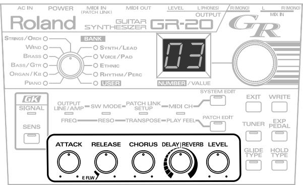 AC IN POWER MIDI IN MIDI OUT LEVEL LIPKINESI R/MONO I L R/MONO I Roland GUITAR OUTPUT SYNTHESIZER GR-20/GR STRINGS/ORCH BANK WIND SYNTH/LEAD BRASS VOICE/PAD BASS/GTR ETHNIC ORGAN/KB RHYRTH/PERC PIANO USER NUMBER/VALUE GK SIGNAL OUTPUT SYSTEM EDIT EXIT WRITE LINE/AMP SWITCH LINK MIDI CH FREQ RESO TRANSPPOSE PLAY FEEL PATCH EDIT TUNER EXP EXPEDAL SENS TRANSPOSE PLAY FEEL GLUDE HOLD TYPE TYPE TYPE ATTACK RELEASE CHORUS DELAY|REVERB LEVEL ERW