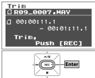 Trim R09_0007.WAY 00:00:11.1 - 00:01:11.1 Trim, Push [REC] Enter