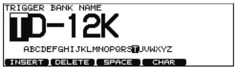 TRIGGER BANK NAME TD-12K ABCDEFGHIJKLMNOPQRSTUVWXYZ INSERT DELETE SPACE CHAR