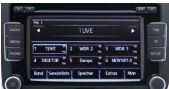 1LIVE 1 LIVE 17 2 WDR 2 3 WDR 3 4 DIULTUR 5 Europa 6 NEWS89.4 Band Senderliste Speicher Extras Man
