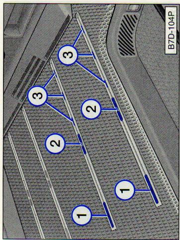 VOLKSWAGEN TRANSPORTER - Rails de sièges dans le compartiment passagers Vue d'ensemble de l'équipement intérieur - 1