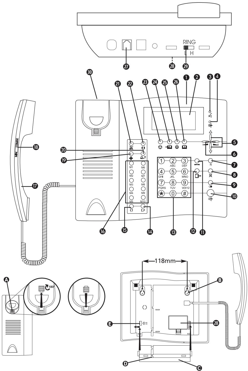 KOMPERNASS EBENCH KH 5001 TELEPHONE CONFORT ANALOGIQUE - 21