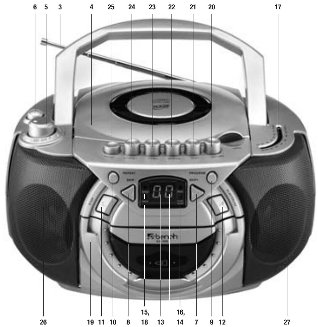KOMPERNASS EBENCH KH 969 RADIO STEREO PORTATIVE AVEC MAGNETOPHONE ET LECTEUR DE DISQUES COMPACTS - bench - 5