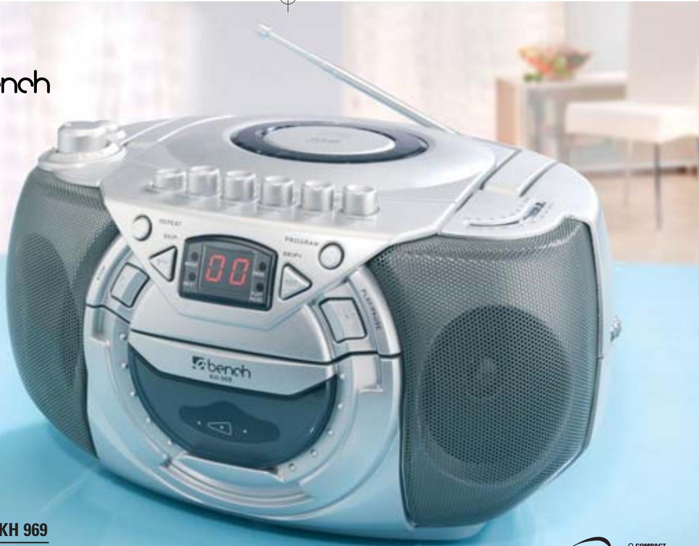 KOMPERNASS EBENCH KH 969 RADIO STEREO PORTATIVE AVEC MAGNETOPHONE ET LECTEUR DE DISQUES COMPACTS - bench - 2