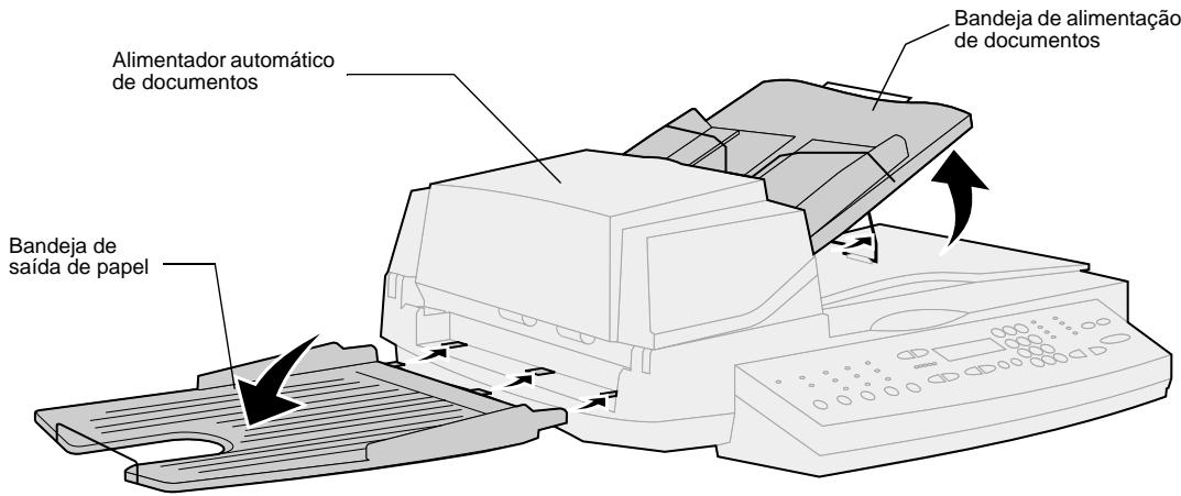 LEXMARK OPTRAIMAGE 443/433 (NOV 2000) - Step 4: Instale a bandeja de saída e levante a bandeja de alimentação de papel - 1