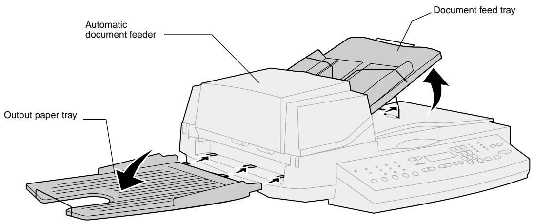 LEXMARK OPTRAIMAGE 443/433 (NOV 2000) - Step 4: Install output tray and raise paper feed tray - 1