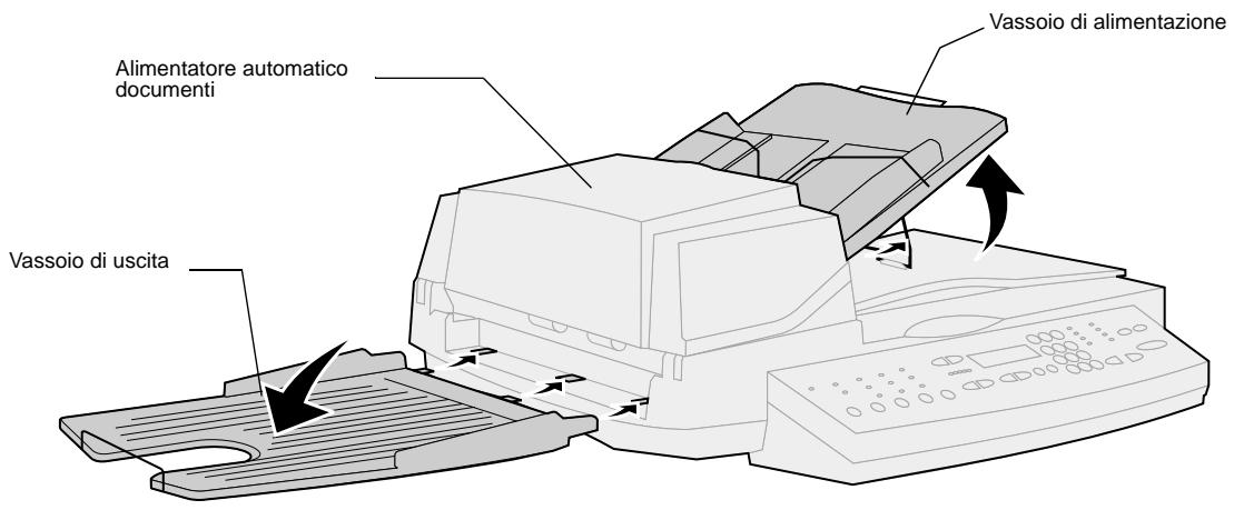 LEXMARK OPTRAIMAGE 443/433 (NOV 2000) - Step 4: Installazione del vassoio di uscita e sollevamento del vassoio di alimentazione carta - 1