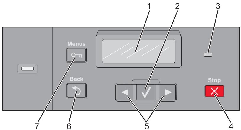 LEXMARK C540 - Présentation du panneau de commandes de l'imprimante - 1