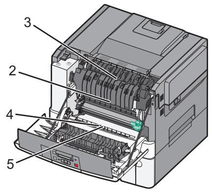 LEXMARK C540 - Explication des numérios de bourrage papier et identification des zones de bourrage - 1