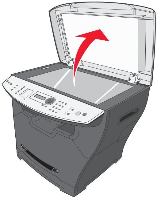 LEXMARK X342N - Chargement de documents originaux sur la vitre du scanner - 1