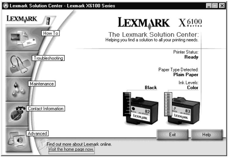 LEXMARK X6170 - Utilisation du Centre de solution Lexmark - 1
