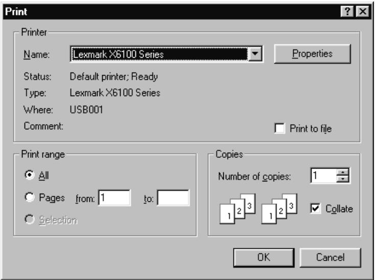 LEXMARK X6170 - Utilisation de la boîte de dialogue Propriétés d'impression - 1