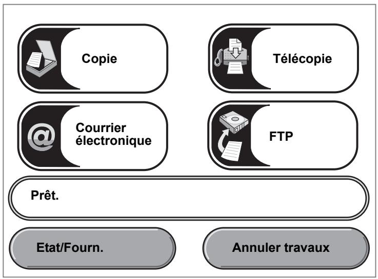 LEXMARK X642E - Ecran d'accueil et boutons de l'écran d'accueil - 1