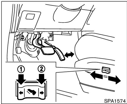 NISSAN MURANO 2005 - RÉGLAGE DE LA POSITION DE PÉDALES (si le véhicule en est équipé) - 1