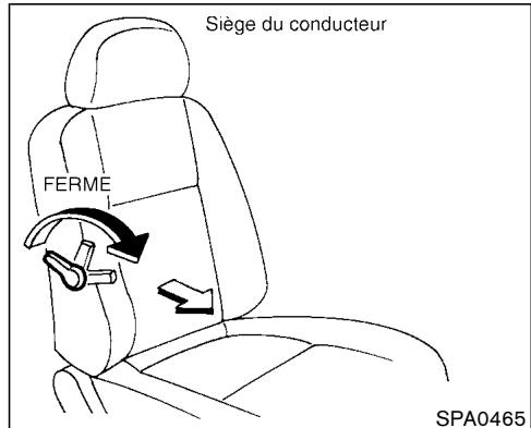 NISSAN PATHFINDER 2003 - Relevage du siège (si le vehicule en est équipé sur le siège du conducteur) - 1