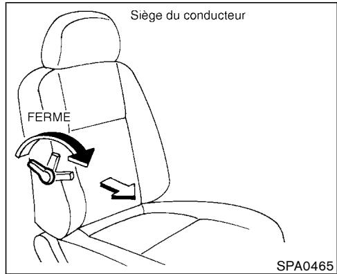 NISSAN PATHFINDER 2003 - Réglage du siège - 1