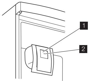 Technical diagram showing a mechanical assembly with labeled parts 1 and 2
