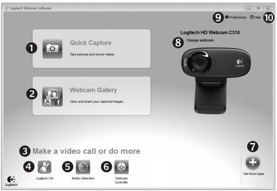 LOGITECH HD WEBCAM C310 - Navigation au sein du logiciel de la camera web logitech - 1