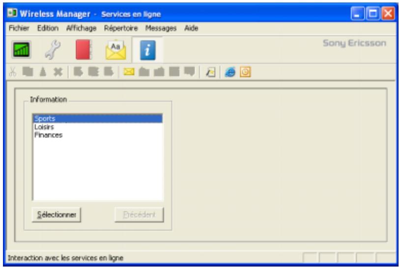 SONY ERICSSON GC89 - Pour visualiser l'affichage services en ligne - 1