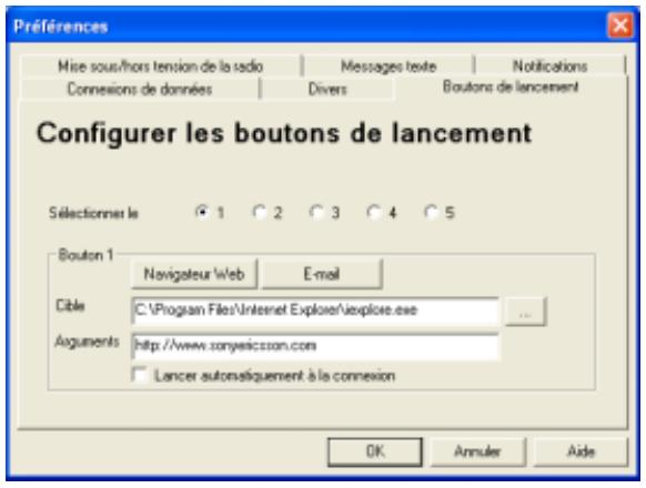 SONY ERICSSON GC89 - Onglet boutons de lancement - 1