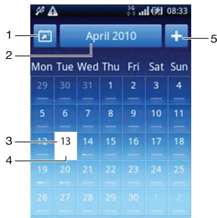 SONY ERICSSON XPERIA X8 - Vue mensuelle du calendrier - 1