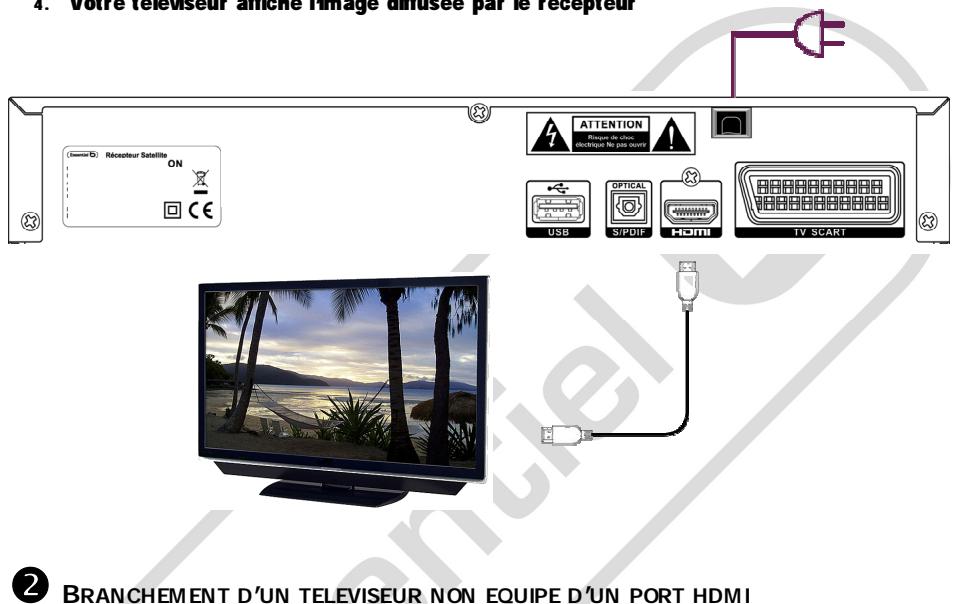 ESSENTIELB MAGICSAT BASE HD FRANSAT, MAGICSAT NOMADE HD FRANSAT - BRANCHEMENT D'UN TELEVISEUR EQUIPE D'UN PORT HDMI - 1