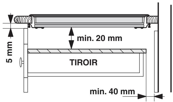 5 mm min. 20 mm TIROIR min. 40 mm