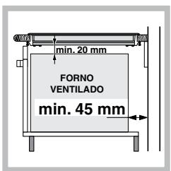 min. 20 mm FORNO VENTILADO min. 45 mm