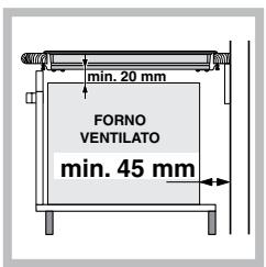 min. 20 mm FORNO VENTILATO min. 45 mm
