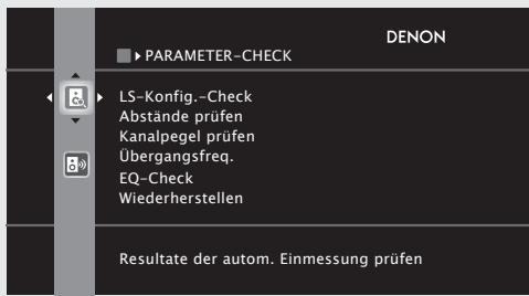 DENON AVR-A100 - Wahlen Sie “Parameter-Check” über  und drücken Sie anschließend ENTER oder  . - 1