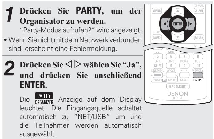 DENON AVR-A100 - Den Party-Modus als Organisator starten - 1