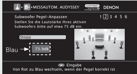 DENON AVR-A100 - Passen Sie den Lautstärke-Regler Ihres Subwoofer. so an, dass sich der gemessene Pegel innerhalb des 72 bis 78 dB-Bereichs befindet. - 1