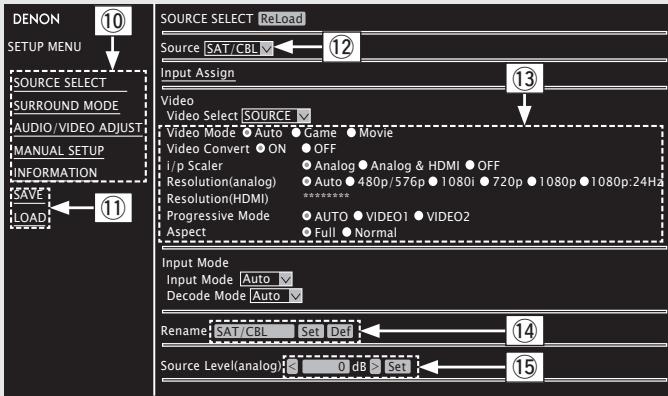 DENON AVR-A100 - [Beispiel 2] Konfigurationmenu-Bildschirm - 1