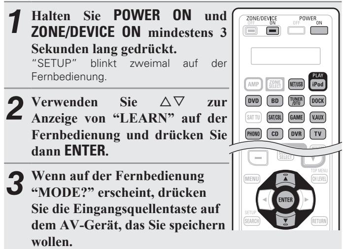 DENON AVR-A100 - Speicherung von Fernbediencodes anderer Geräte - 1