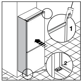 Diagram illustrating door opening and door positioning with numbered instructions and directional arrows