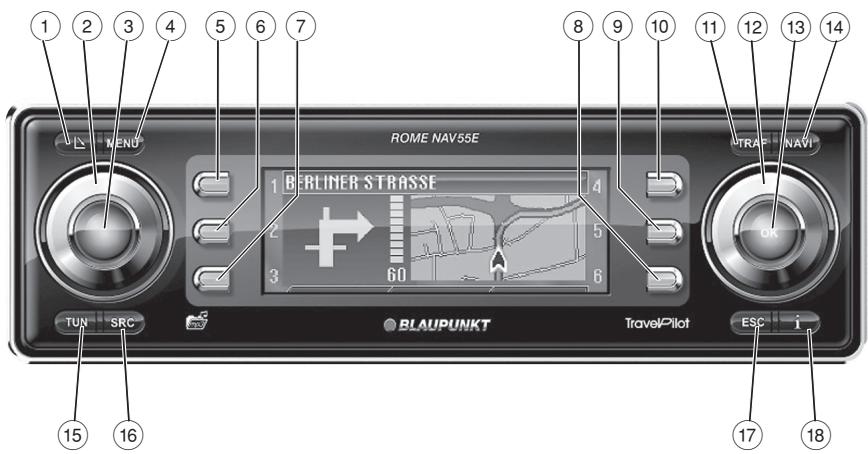 BLAUPUNKT TRAVELPILOT ROME NAV55E - Éléments de commande - 1
