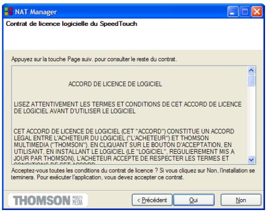 ALCATEL-LUCENT SPEEDTOUCH 580 - La fenêtre Contrat de licence logiciel s'affiche : - 1