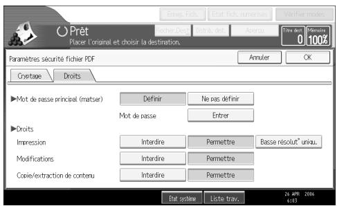 RICOH MP C4500 SCANNER REFERENCE - Sélectionnez le paramètre de permission de sécurité. - 1