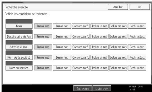 RICOH MP C4500 SCANNER REFERENCE - Sélectionnez le serveur LDAP qui apparaît à côté de [Carnet d'adresses]. Enregistrez le serveur LDAP au préalable dans [Paramètres système]. - 2