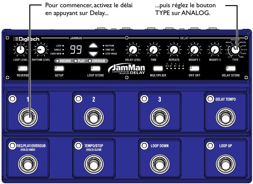 DIGITECH JAMMAN DELAY LOOPER PHRASE SAMPLER - sélectionnez un type de délai. - 1