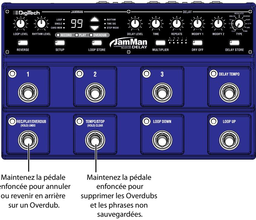 DIGITECH JAMMAN DELAY LOOPER PHRASE SAMPLER - Suppression des overdubs/phrases non sauvegardées - 1