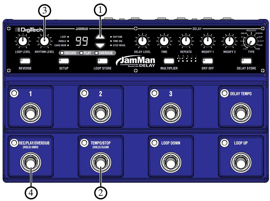 DIGITECH JAMMAN DELAY LOOPER PHRASE SAMPLER - Réglage du tempo d'enregistrement - 1