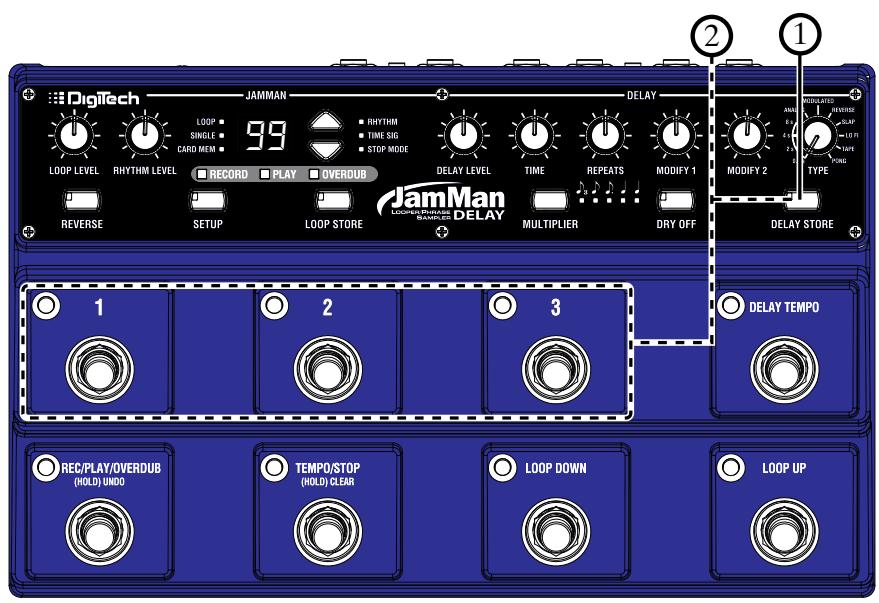 DIGITECH JAMMAN DELAY LOOPER PHRASE SAMPLER - Sauvegarde/chargement des délais - 1