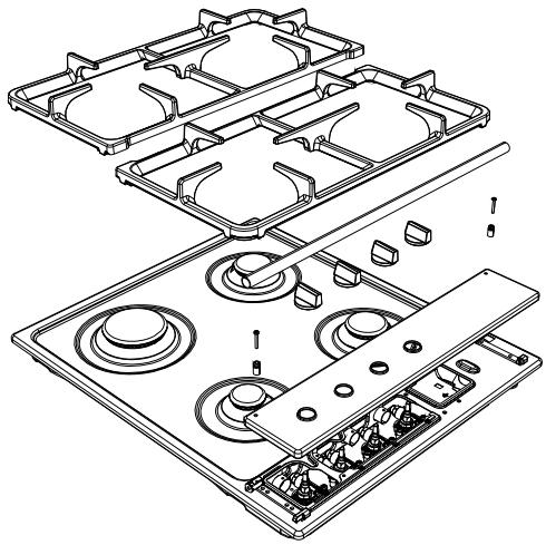 SMEG GKC95-3NLK - Démontage du plan (modèles avec panneau de commande amovible) - 1