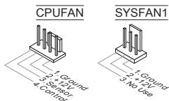 MSI MS-7623 760GM-P33 - ファン電源コネクター: CPUFAN, SYSFAN1 - 1