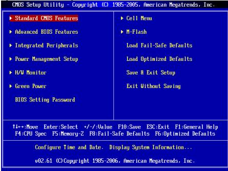 MSI MS-7623 760GM-P33 - Main Page (Основное меню) - 1