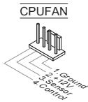 CPUFAN 1 Ground 2 + 12V 3 Sensor 4 Control