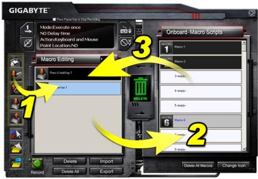 GIGABYTE K8100 - Effacer une note d'édition macro ou une macro de séquences type - 3