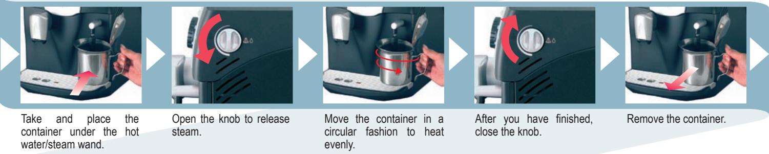 SAECO EASY - Warning! Hot water and steam may cause burns! Direct the steam wand towards the drip tray. - 2