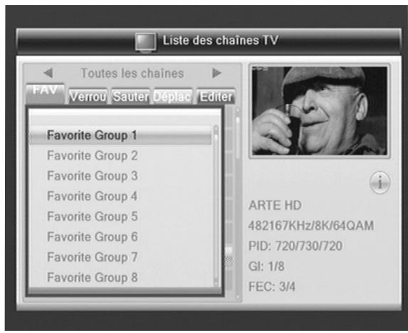 ELAP HYDRIS HD - Créer une liste de chaînes favorites (touche FAV) - 1